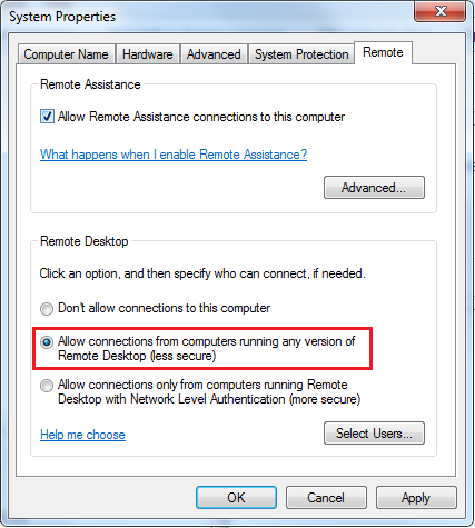 authentication error has occurred remote desktop