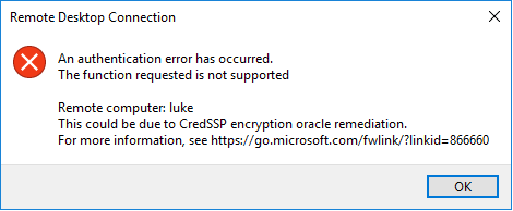 remote desktop connection internal error has occurred