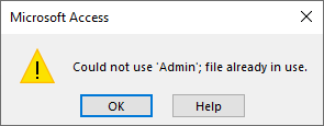 microsoft access error message could not lock file